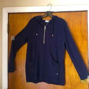 Point Zero Woman’s Pullover Hoodie Sweatshirt Navy Blue SZ Large Lightwgt NWOT